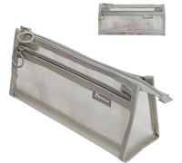 Risipu Trousse à crayons transparente pour examens - Double couche - En métal durable - Fermeture éclair triangulaire - Pour l'école, le bureau, les voyages, vert gazon, Trousse transparente