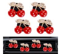Rislobx Lot de 4 clips de ventilation en forme de cerise, désodorisant pour sortie d'air, accessoires de voiture en forme de cerise, décoration de voiture féminine pour femme