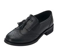 rismart Femme Brogue Pointe Toe Robe Formelle Premier Cuir Derbies Chaussures SN02770(Noir A,37 EU)