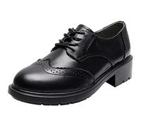 rismart Femmes Ronde Orteil Lacets Cuir Brogue Oxfords Chaussures de Ville à Lacets 02363(Noir,38 EU)