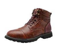 rismart Homme À lacets Bottes à cheville Cap Toe Oxford Chaussures | blocage de couleur combat moto motard militaire travail bottes