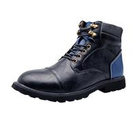 rismart Homme À lacets Bottes à cheville Cap Toe Oxford Chaussures | blocage de couleur combat moto motard militaire travail bottes