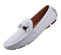 rismart Homme Respirante Conduire Une Voiture Glisser sur Confort Cuir Flâneur Appartements Blanc1,43 EU