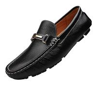 rismart Homme Respirante Conduire Une Voiture Glisser sur Confort Cuir Flâneur Appartements Noir,43 EU