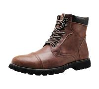 rismart Hommes Cap Toe Bottes de combat À lacets Mi-cheville Chukka Bottes | Monsieur High top Motocyclette Randonnée Travail Chaussures Oxford