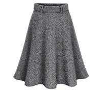 rismart Jupe en Tweed Femme Longueur Moyenne Taille Haute Ligne A Elastique Décontractée Jupes de Travail