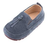 rismart Petit Garçon Enfant Mocassin Plat Suède Enfiler Décontracté Chaussure Bateau Gland Gris,24