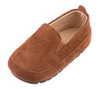 rismart Petit Garçon Enfant Mocassin Plat Suède Enfiler Décontracté Chaussure Bateau Marron,22