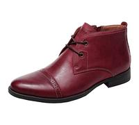 rismart Profession Bottes Chukka pour Homme Vêtir Cuir Cheville Chausson Bourgogne,42
