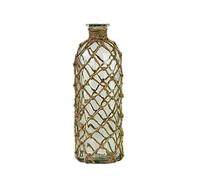 rismart Rustique Vase en Verre Décor, Vase Fleur à Filet de Corde Vert,20.3_x_6.9 cm