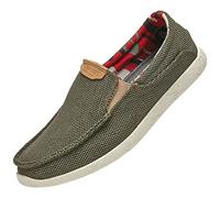 rismart Slip on Loafers pour Homme Toile Antidérapant Moelleux Chaussures de Marche (Vert,42 EU)