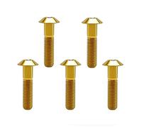 RISON Lot de 5 boulons à tête bombée en titane M6 x 1,0 x 40 mm Doré Vis à tête bombée pour vélo moto