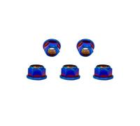 RISON-Titanium 5 Pièces Écrous à Bride en Titane M10x1.5mm, Ecrou a Embase Hexagonaux DIN 1664 Écrou de Sécurité Autofreiné, Écrous de Pignon Métalliques pour Moto Vélo