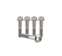 RISON-Titanium 5 Pièces Vis à Tête à Bride en Titane M10x1.25x35mm, Vis de Tête de Rondelle de Bouchon Boulons à Tête Hexagonale d'entraînement Fixation pour Vélo, Moto, Voiture