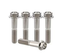 RISON-Titanium 5 Pièces Vis à Tête à Bride en Titane M4x0.7x25mm, Vis de Tête de Rondelle de Bouchon Boulons à Tête Hexagonale d'entraînement Fixation pour Vélo, Moto, Voiture