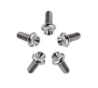 RISON-Titanium 5 Pièces Vis à Tête à Bride en Titane M6x1.0x20mm, Vis de Tête de Rondelle de Bouchon Boulons à Tête Hexagonale d'entraînement Fixation pour Vélo, Moto, Voiture