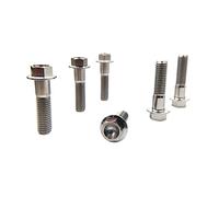 RISON-Titanium 5 Pièces Vis à Tête à Bride en Titane M6x1.0x28mm, Vis de Tête de Rondelle de Bouchon Boulons à Tête Hexagonale d'entraînement Fixation pour Vélo, Moto, Voiture