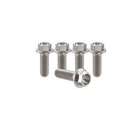 RISON-Titanium 5 Pièces Vis à Tête à Bride en Titane M8x1.25x15mm, Vis de Tête de Rondelle de Bouchon Boulons à Tête Hexagonale d'entraînement Fixation pour Vélo, Moto, Voiture