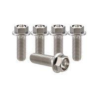 RISON-Titanium 5 Pièces Vis à Tête à Bride en Titane M8x1.25x20mm, Vis de Tête de Rondelle de Bouchon Boulons à Tête Hexagonale d'entraînement Fixation pour Vélo, Moto, Voiture