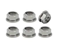 RISON-Titanium 6 Pièces Écrou à Bride en Titane M8, Écrous de Pignon Écrou à Embase Hexagonale Écrou de Sécurité Autofreiné, Écrou Sécurité Autofreiné Ecrou Métalliques pour Moto Vélo