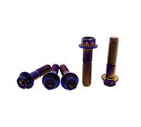 RISON-Titanium Boulons en Titane avec Bride M10x1.25x50mm, Boulons à Tête Hexagonale avec Flange, Vis Hexagonales Rondelle à Bride en Titane GR5 Vis de Fixation, Lot de 5