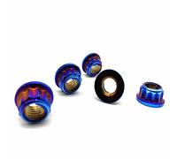 RISON-Titanium Écrous à Bride en Titane M10x1.25mm, Écrous Bi-hexagonal 12PT, Écrou Sécurité Autofreiné Avec Filetage, Écrou de Blocage avec Bride Contre-écrou de Pignon de Moto, 5 Unités