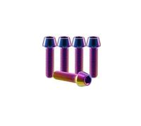 RISON-Titanium Lot de 5 Boulons en Titane M6x1.0x18mm, Vis de Tige de Vélo à Six Pans Creux, Vis de Potence de Vélo à Tête Conique Hexagonale pour Cage de Bouteille, Collier de Tige de Selle