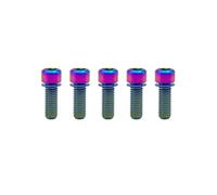 RISON-Titanium Lot de 5 Vis Hexagonales en Titane pour Vélo M6x20mm, Boulons de Tige de Vélo avec Rondelle, Vis de Potence de Vélo Vis Porte Bidon pour VTT, Vélo de Route
