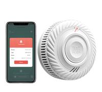 RISOON Détecteur de fumée Intelligent, détecteur de fumée Wi-FI avec capteur photoélectrique, détecteur d'incendie Conforme à EN14604, Compatible avec Tuya/Smart Life APP, 10 Ans Batterie 1-Pack