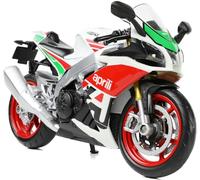 Risopen Modèle 1:12 compatible pour Aprilia RSVA RR1000 en Métal Moulé Sous Pression et Plastique - Mini Moto Sans Assemblage Requis pour Adulte (Blanc et Rouge)
