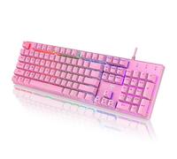 RisoPhy Clavier de jeu mécanique, RVB 104 touches, ultra fin, rétroéclairé par USB, clavier filaire avec interrupteur bleu, clavier mécanique en ABS durable/anti-ghosting/résistant aux déversements