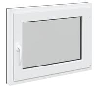 RISOR Fenêtre de cave 80 x 50 cm en PVC et verre anthracite avec fonction basculante, protection thermique, insonorisation, joint et vitrage isolant pour cave, maison et abri de jardin
