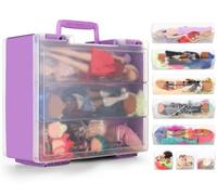 Risou Grande boîte de rangement pour poupées, convient aux poupées de 30 cm et 15 cm, rangement universel pour 6 à 12 poupées et accessoires (boîte uniquement), lilas, Minimaliste