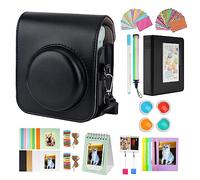 Risou Lot de 12 accessoires pour appareil photo Instax Mini 12. - Le kit comprend : étui pour appareil photo, album photo, filtres, cadres à suspendre, autocollants, stylo (12 en 1), Noir ,
