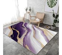 Risque À Thème des Lignes De Fluide en Marbre pour Le Salon Sol Violet Doux Imprimé Grand Tapis, Zone Lavable À Tas Courts pour Chambre À Manger Non Glissante Tapis sans Effectif,