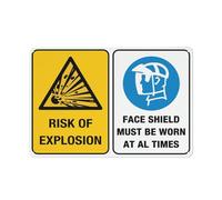 Risque d'explosion - Le masque facial doit être porté à Al Times 30,5 x 20,3 cm en aluminium avec symbole pour une utilisation en intérieur et en extérieur