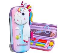 Ristpal Trousse à crayons pour filles et garçons, jolie trousse à crayons pour enfants, 3D EVA, grande capacité, fournitures scolaires pour la rentrée scolaire des enfants (licorne rose), Rose licorne