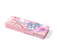 Ristpal Trousse multifonction pop-up pour garçons et filles - Motif dessin animé mignon - Avec taille-crayon - Tableau blanc - Meilleur cadeau d'anniversaire, Astronaute rose, 1 Stück (1er Pack