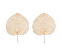 Ristyur Éventail tissé en Bambou Naturel | Éventail de Tissage Naturel Fait à la Main | Éventail à Main en Feuilles de Palmier séchées | Éventail tissé en Bambou en Forme de cœur | Ventilateur de