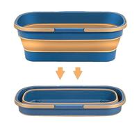 Ristyur Seau De Vadrouille Pliable avec Poignée - Seaux Vadrouille Pliables - Seau Nettoyage Rectangulaire avec Roues - Seau À Eau Pliable en Silicone - Panier Portable Léger Et Pratique pour Maison