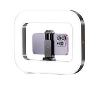 Risveglio Anneau lumineux rechargeable à main pour selfie, lumière bicolore réglable sans fil pour smartphones, vidéo carrée portable pour kit d'éclairage pour voyage et création de contenu, noir