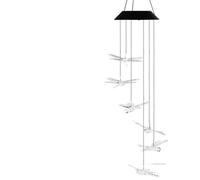 Risveglio Carillon éolien solaire en forme de libellule avec 6 lumières LED changeantes de couleur, décoration automatique de jardin, terrasse, pelouse, mobile suspendu de 60 cm