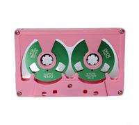 Risveglio Cassette métallique 50 min type I, coque en métal ABS oxyde ferrique pour lecteur de musique audio rétro 13 x 8 x 3 cm (rose + vert)