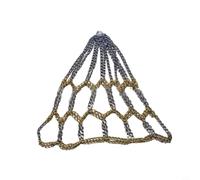 Risveglio Chaîne de filet de basket-ball en métal galvanisé, fer robuste de rechange pour jantes standard, double couleur argent et or, 35 cm (argent et or)