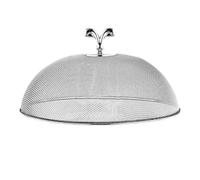 Risveglio Cloche alimentaire en maille d'acier inoxydable de 24 cm, réutilisable, protection d'assiette ronde avec poignée, utilisation en intérieur et en extérieur, argenté