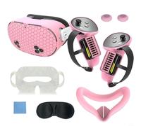 Risveglio Coque de protection intégrale 7 en 1 en silicone 3S avec coussinet de nez, joystick et couvre-poignée, blanc (rose)