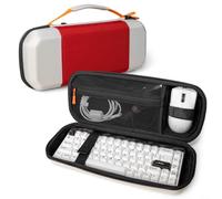 Risveglio Coque rigide en EVA pour clavier et souris 68 touches, sac de rangement de protection compatible avec Made68Pro, Wooting for Ultra (rouge-blanc)