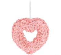 Risveglio Couronne de Saint-Valentin en forme de cœur 36 cm - Mousse plastique multicolore à suspendre à une porte, pour fête de mariage, Noël, décoration de festival (orange-rose)