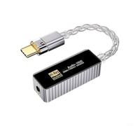 Risveglio Décodeur audio USB HiFi avec prise en charge 384 kHz DSD256, type vers casque 3,5 mm pour ampli pour iPhone, iPad, PC, compact (argent)