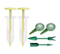 Risveglio Ensemble d'épandeur portable à main, distributeur manuel avec outils de transplantation, petit espace de jardinage, café rouge, jaune, vert